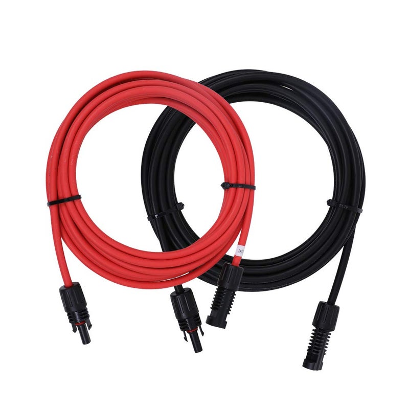 Renogy 20FT 10AWG Solar Panel Extension Cable with Male and Female Connectors, 20Ft. 10AWG, 1 Pair (Red and Black) - Image 1